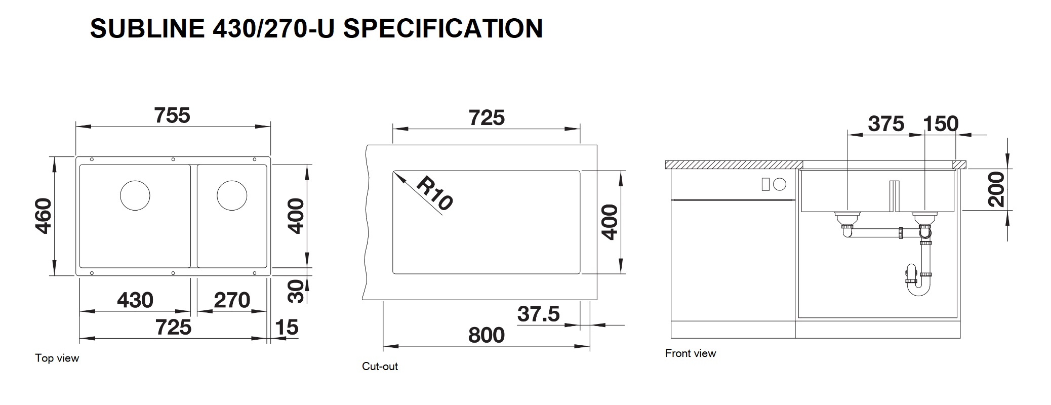 blanco sublime 430-270-u black SPEC